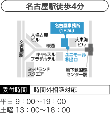 名古屋駅徒歩４分 受付時間 時間外相談対応